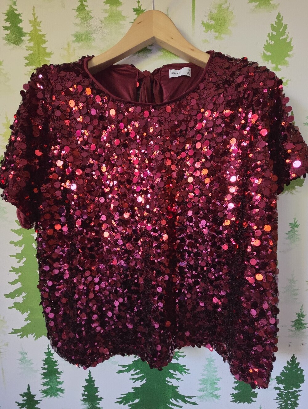 Nine West Sequin Short-Sleeve Top